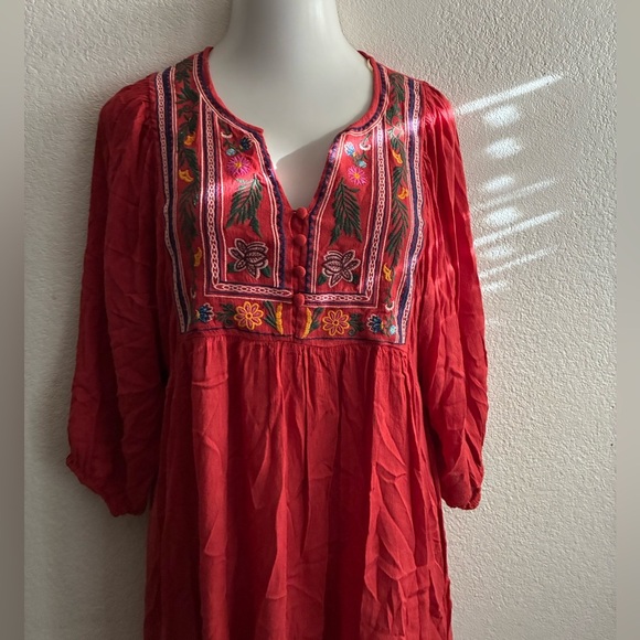 Umgee Embroidered Red/Orange  Women's Mini Dress S - Picture 5 of 10